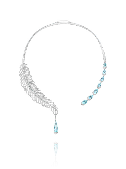 White Gold, Diamonds & Aquamarine Necklace, 2
