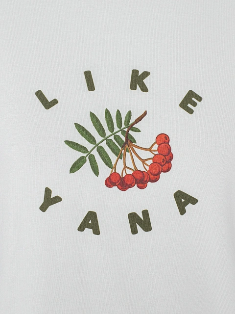White T-shirt With Print And Green Piping, 4