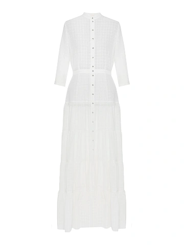 White maxi dress made of textured chiffon, 1