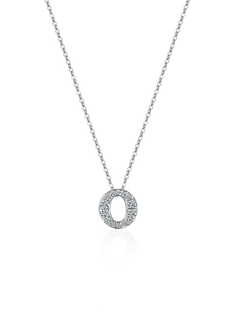 White gold necklace with a pendant in the shape of the letter O, 1