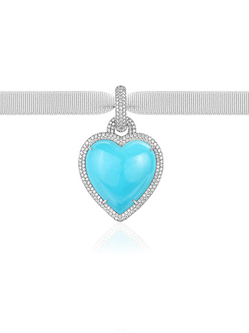 Pendant with heart-shaped Arizona turquoise cabochon, 1
