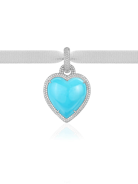 Pendant with heart-shaped Arizona turquoise cabochon, 1