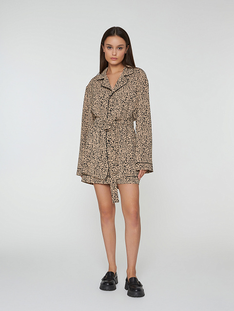 Dark beige pajamas with leopard print, 6 Dark beige pajamas with leopard print, 6
