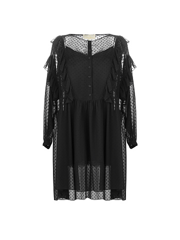 Black Ruffled Mini Dress , 1