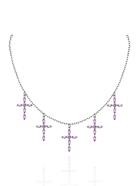 Silver & Amethyst Cross Necklace, 1