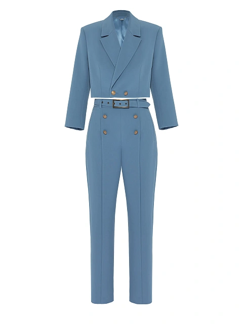 Blue Cropped Jacket & Pants Suit, 1 Blue Cropped Jacket & Pants Suit, 1