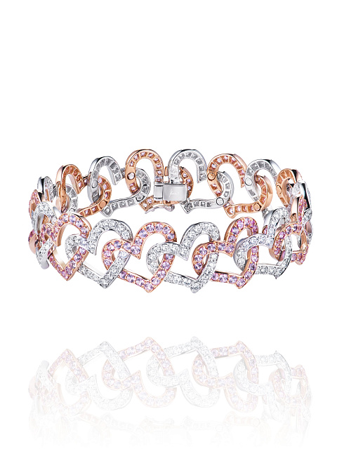Gold bracelet with diamonds and pink sapphires, 1