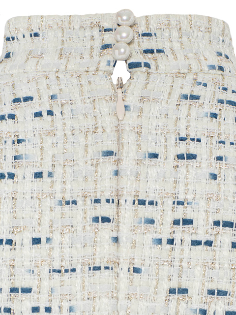 Milky Blue Tweed Mini Dress with Crystals, 5