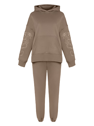 Dragons Embroidered Cocoa Jersey Suit, 1