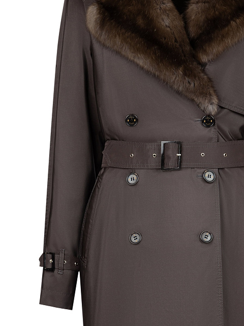 Sable Fur Lined Brown Trench Coat, 10