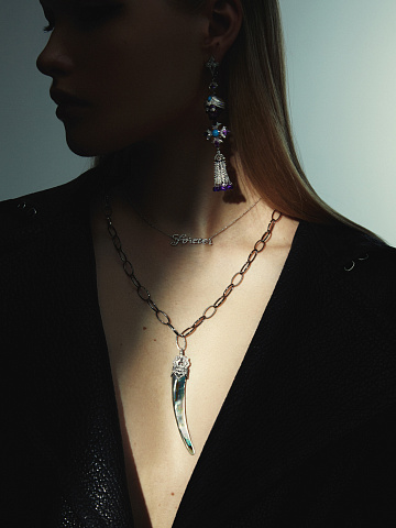 Black Gold, Mother-of-pearl & Grey Diamonds Necklace, 2