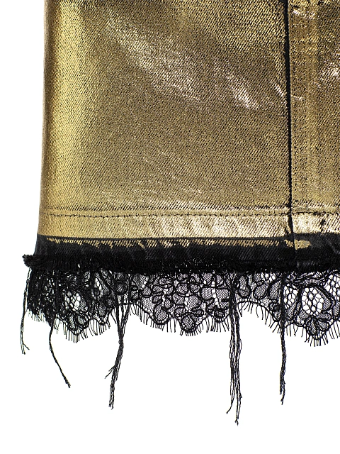 Gold-plated Denim Mini Skirt With Lace, 4 Gold-plated Denim Mini Skirt With Lace, 4