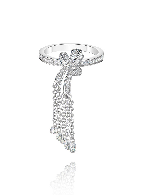 Briolette, Round Diamond & White Gold Ring, 1
