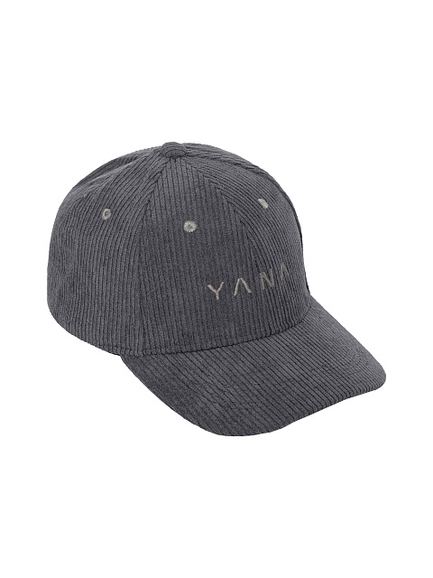 Dark grey corduroy cap with Yana embroidery, 1 Dark grey corduroy cap with Yana embroidery, 1