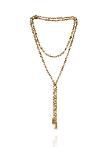 Yellow gold necklace-belt with rutilated quartz and diamonds, 1