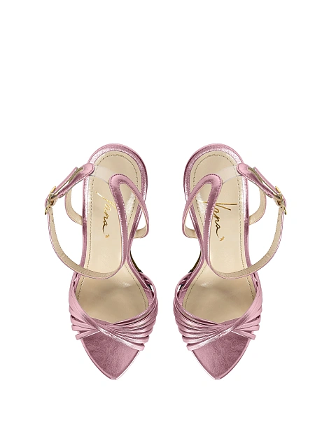 Pink leather sandals, 4