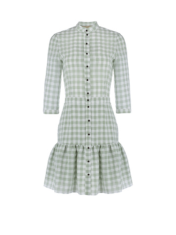 Light Green Checked Mini Dress , 1