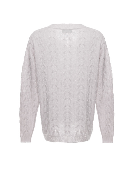 Pink Cashmere & Lurex Cable Knit Pullover, 2