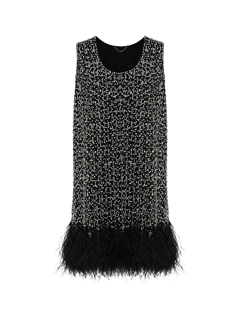 Mini dress with crystals and feathers, 1 Mini dress with crystals and feathers, 1