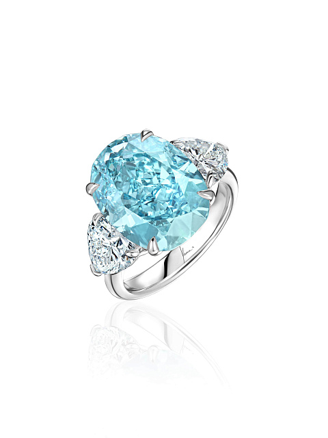 Ring with an oval lab-grown diamond, 1