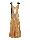 Платье-сарафан в золотистых пайетках