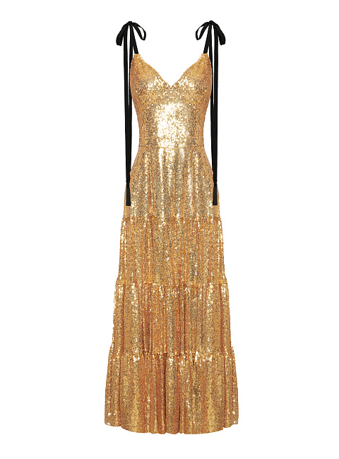 Golden Sequined Midi Dress, 1