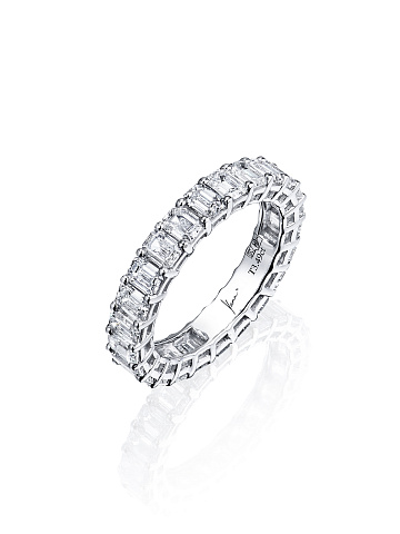Emerald Cut Diamond & White Gold Ring, 1