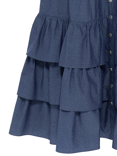 Blue Cotton Midi Dress With Ruffles, 4 Blue Cotton Midi Dress With Ruffles, 4