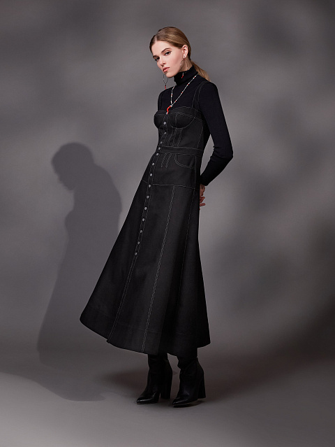 Black Denim Midi Dress, 4 Black Denim Midi Dress, 4
