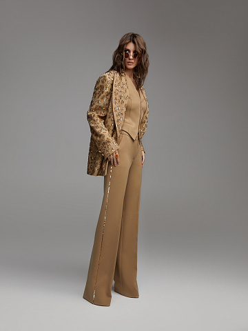Brown Sequins Pant Suit, 1