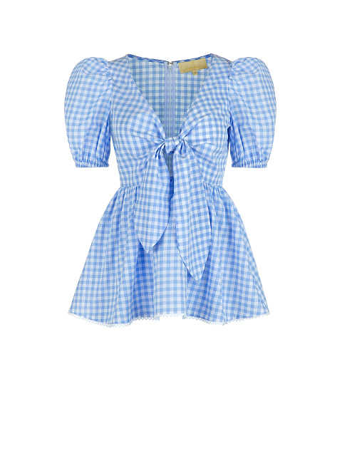 Blue Checked Cotton Top & Mini Skirt, 3 Blue Checked Cotton Top & Mini Skirt, 3