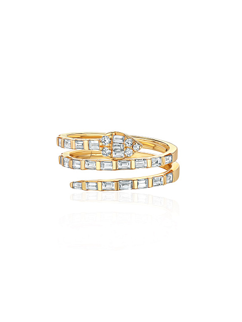 Yellow gold snake ring with baguette-cut diamonds, 3