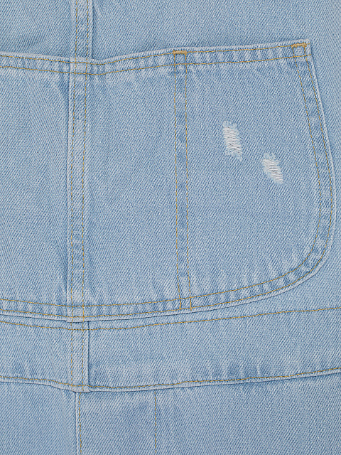 Light Blue Distressed Denim Jumpsuit, 5