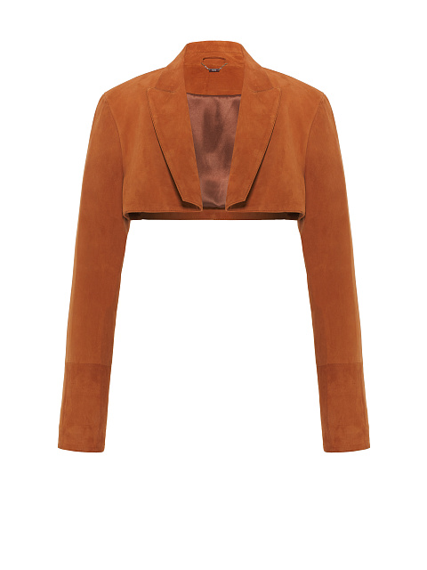 Brown Cropped Suede Blazer, 1 Brown Cropped Suede Blazer, 1