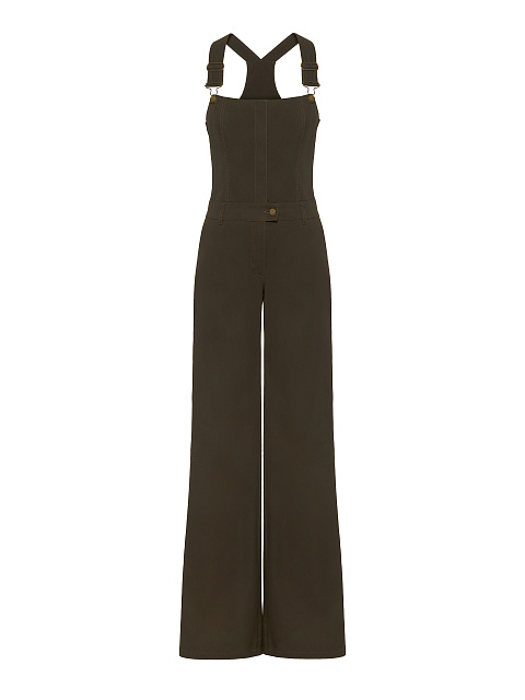 Dark Green Denim Jumpsuit, 1
