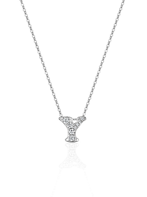 White gold necklace with a pendant in the shape of the letter Y, 1