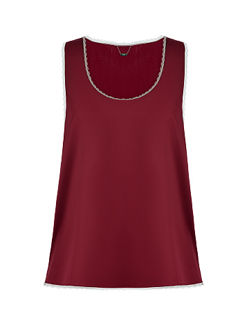 Bordeaux Lace Trimmed Silk Top, 1