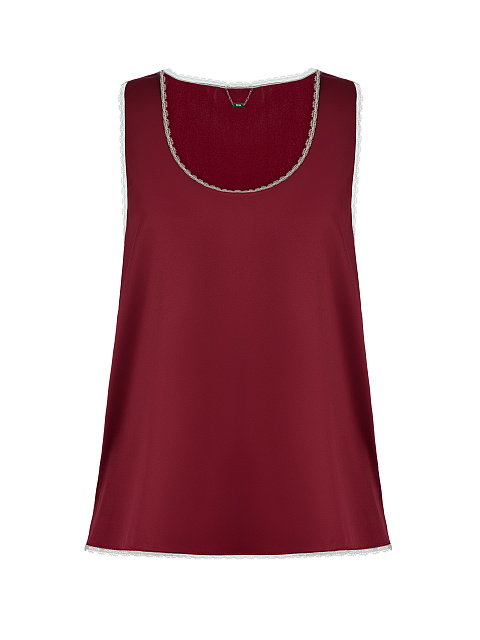Bordeaux Lace Trimmed Silk Top, 1
