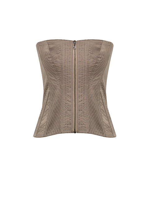 Grey-beige silk corset with zipper, 1 Grey-beige silk corset with zipper, 1