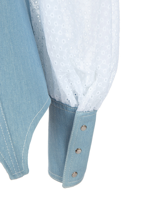 Blue Denim Shirt With Chiffon Sleeves, 4 Blue Denim Shirt With Chiffon Sleeves, 4