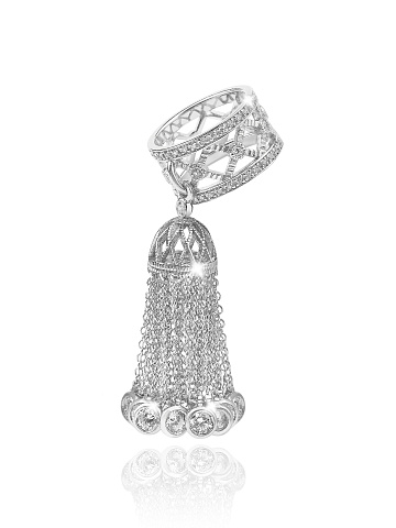 Silver & Cubic Zirkonia Tassel Ring, 1