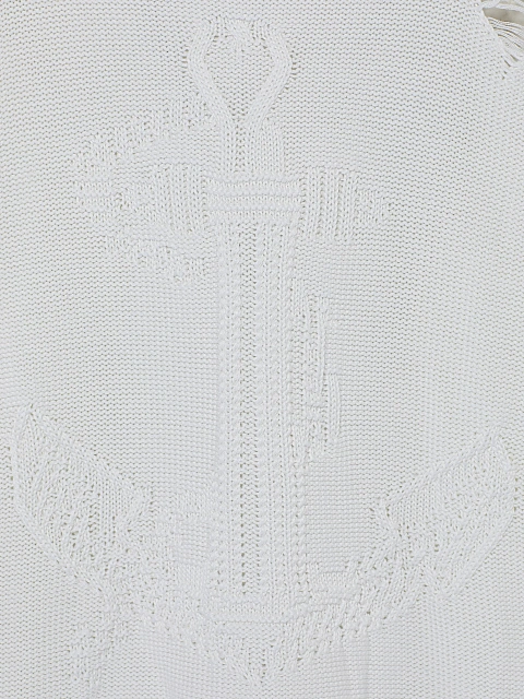 White & Blue Unisex Anchor Cotton Sweater, 3 White & Blue Unisex Anchor Cotton Sweater, 3