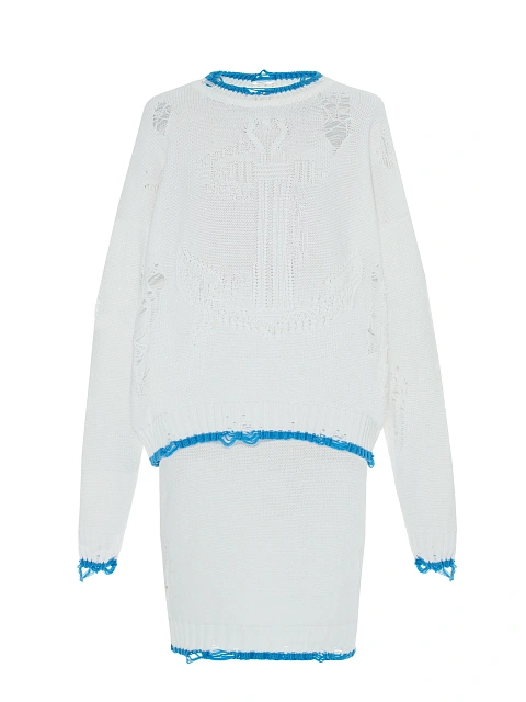 White Jersey Sweater & Midi Skirt Set, 1 White Jersey Sweater & Midi Skirt Set, 1
