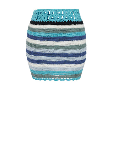 Blue Crochet Knitted Mini Skirt, 1