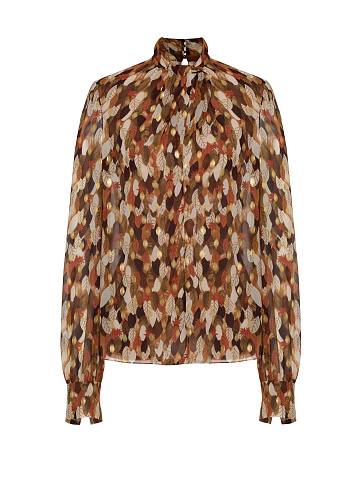 Brown Silk Draped Blouse, 1