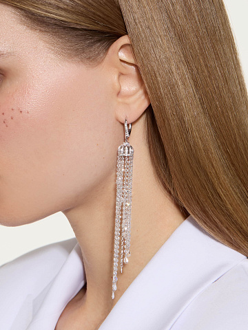 Long white gold earrings with diamonds, 2