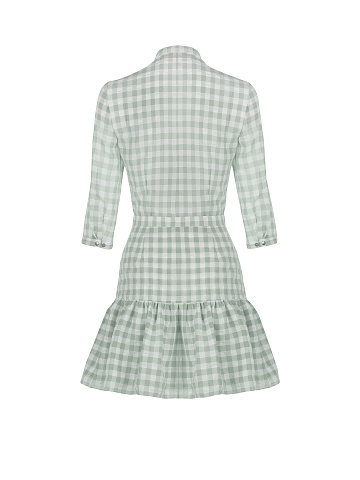 Light Green Checked Mini Dress , 2