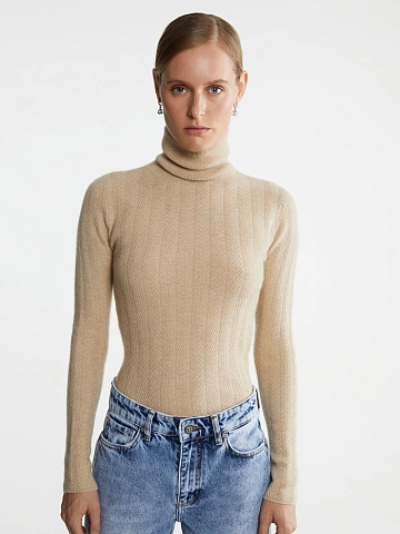 Beige Cashmere Turtleneck, 2