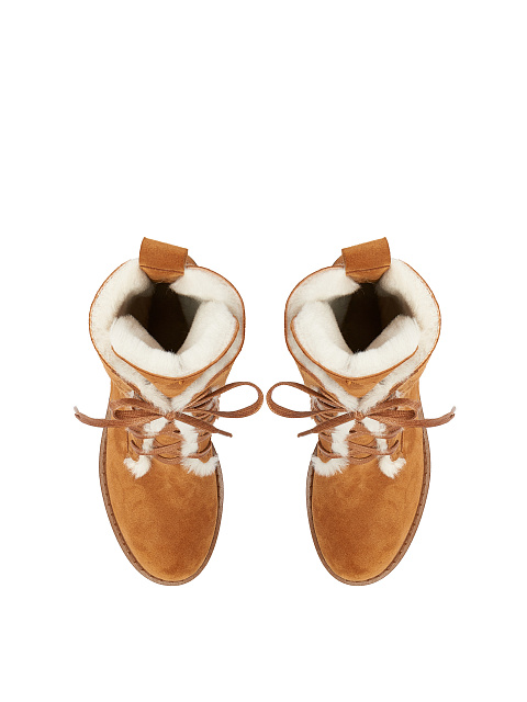 Brown Suede Shearling Boots, 4