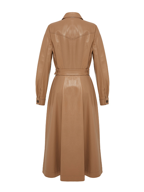 Beige Belted Leather Coat, 2 Beige Belted Leather Coat, 2
